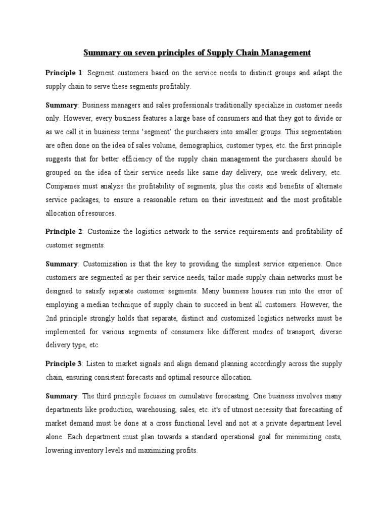 Seven Key Principles of Supply Chain Management | PDF | Supply Chain ...