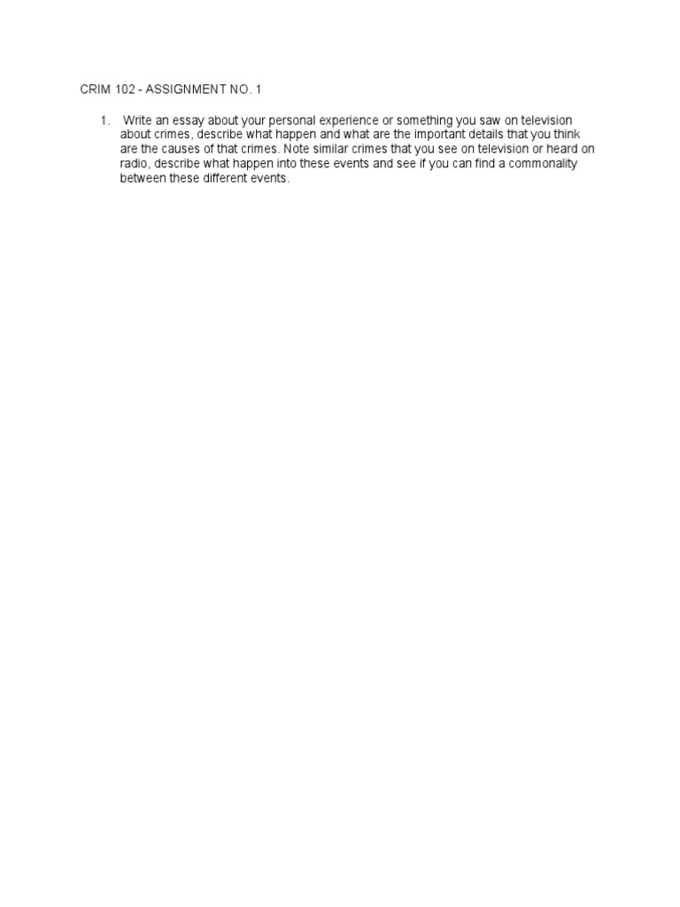 Crim 102 - Assignment No. 1 | PDF