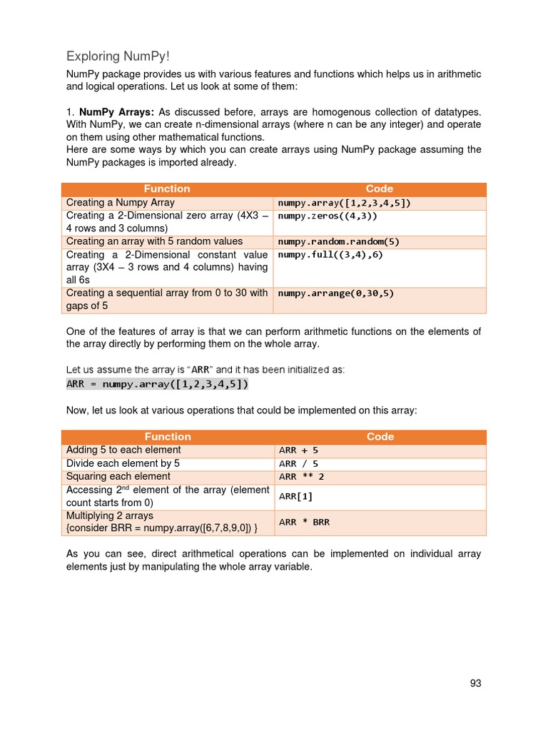 Exploring Numpy!: Function Code | PDF