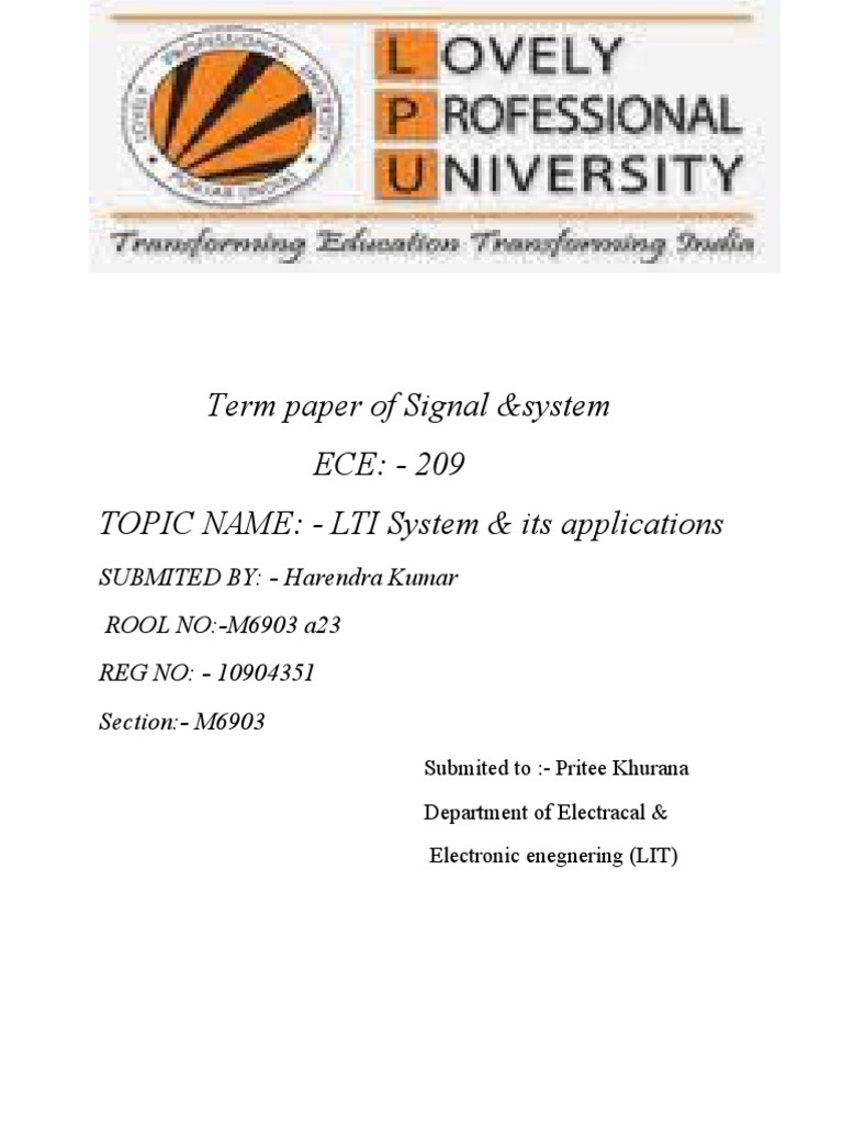 Tearm Paper of Signal & System | PDF | Signal Processing | Functions ...