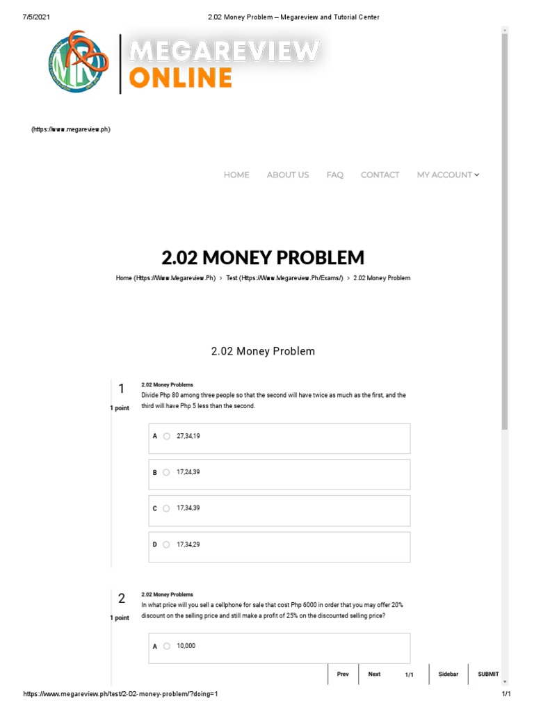 Math Problem Solving Quiz | PDF | Prices | Economics