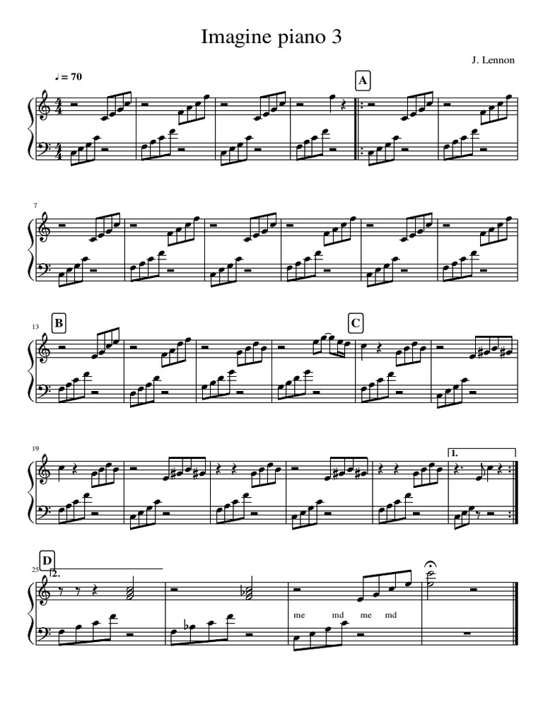 Imagine Piano 3: J. Lennon 70 | PDF | John Lennon | Lennon Family