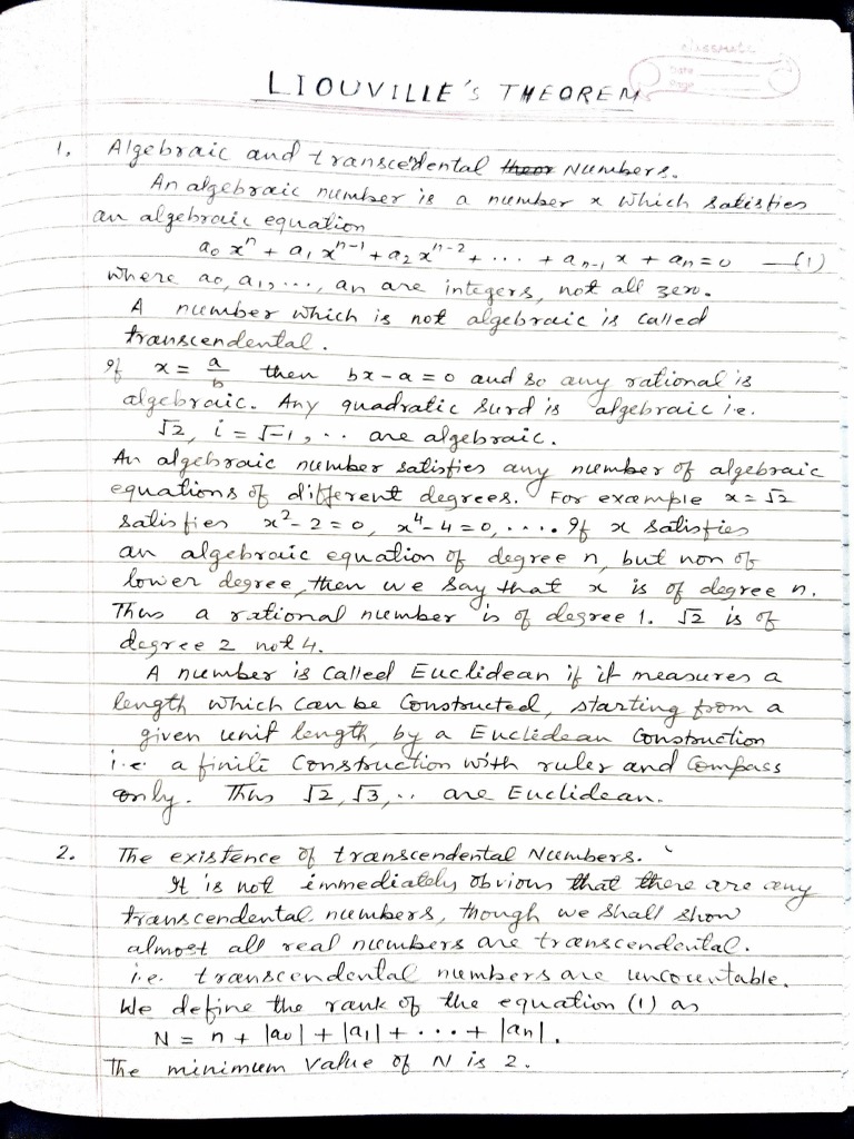 Liouville's Theorem PDF Numbers Arithmetic