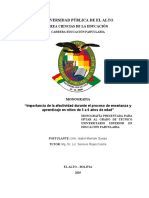 N-105 Importancia de La Efectividad Durante El Proceso de Enseñanza y Aprendizaje en Niños de 5 A 6 Años de Edad