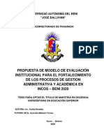 Modelo de evaluación institucional para fortalecer procesos en INCOS-Beni 2020