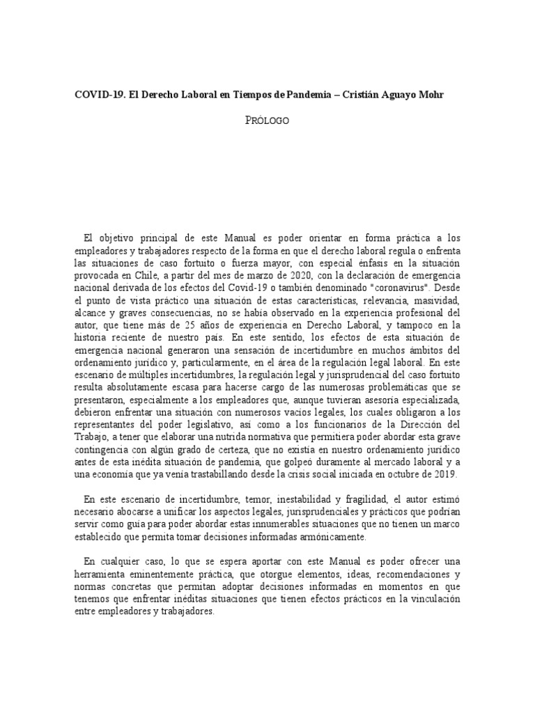 Derecho Laboral en Tiempos de Pandemia | PDF | Derecho laboral | Caso ...