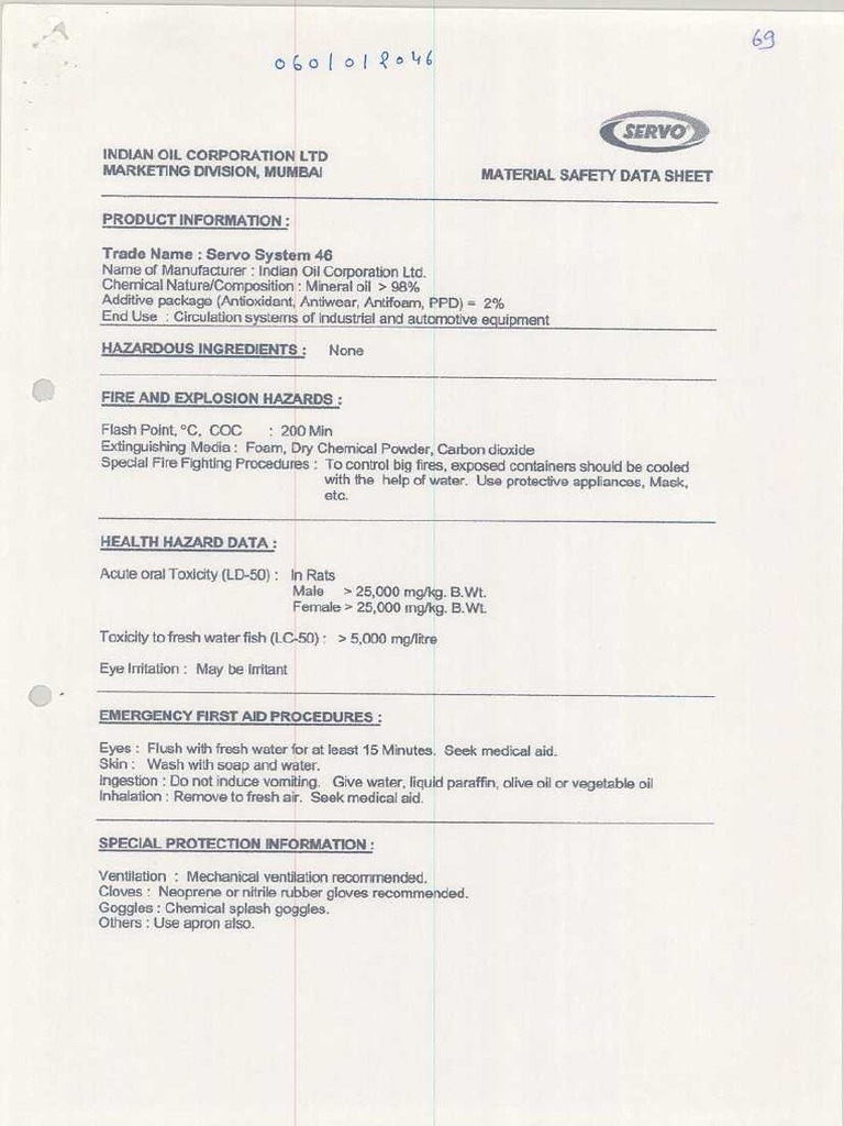 SS-46 Oil MSDS | PDF