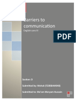 Barriers To Communication: English Core III