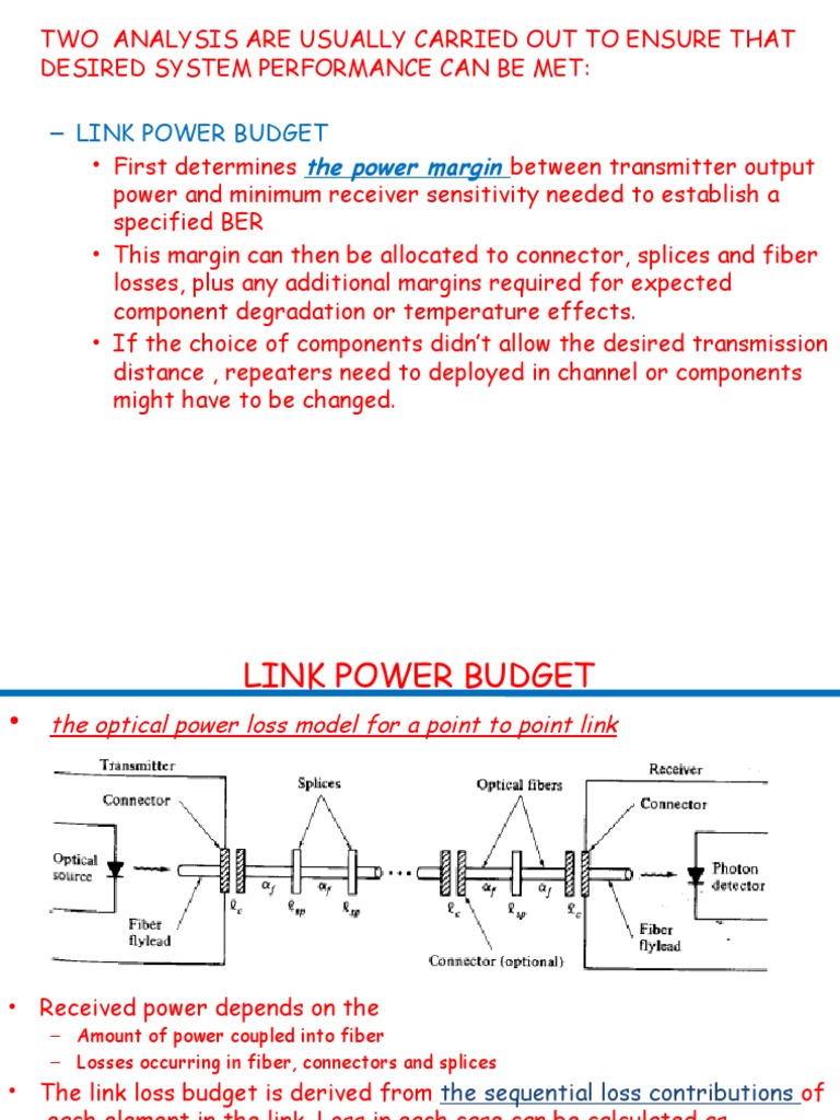 Link Power Budget Analysis Evaluating Component Losses and Determining