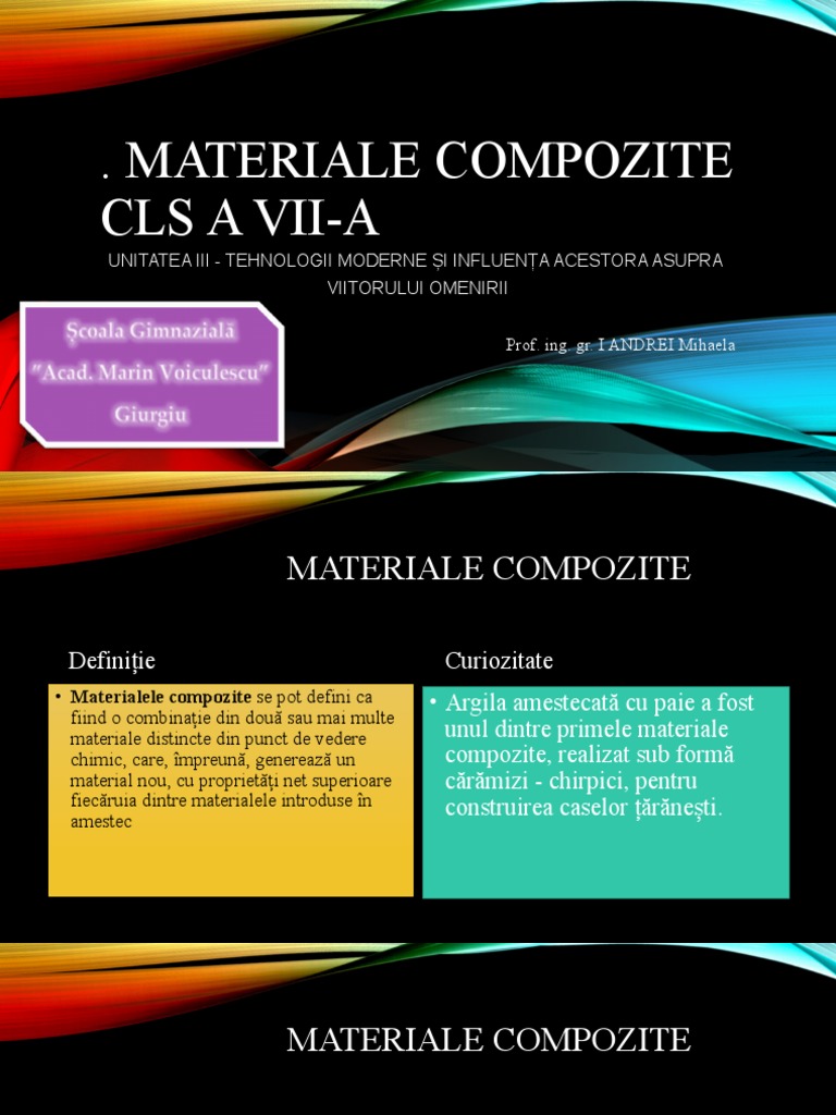 Materiale Compozite Clasa A Viia Prof. Mihaela Andrei | PDF