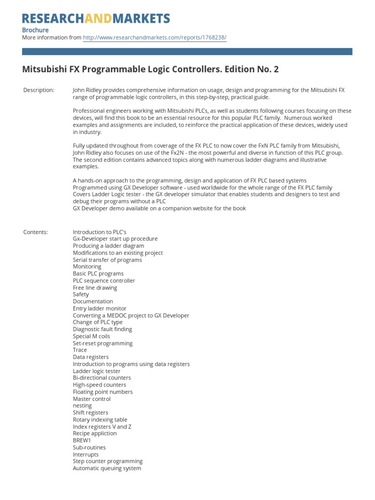 Mitsubishi FX PLC Programming Guide | PDF | Programmable Logic ...