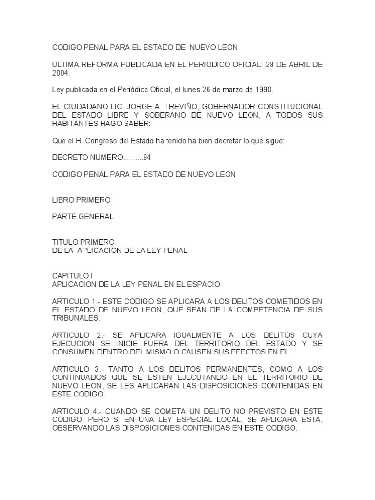 CODIGO PENAL PARA EL ESTADO DE NUEVO LEON Perdón