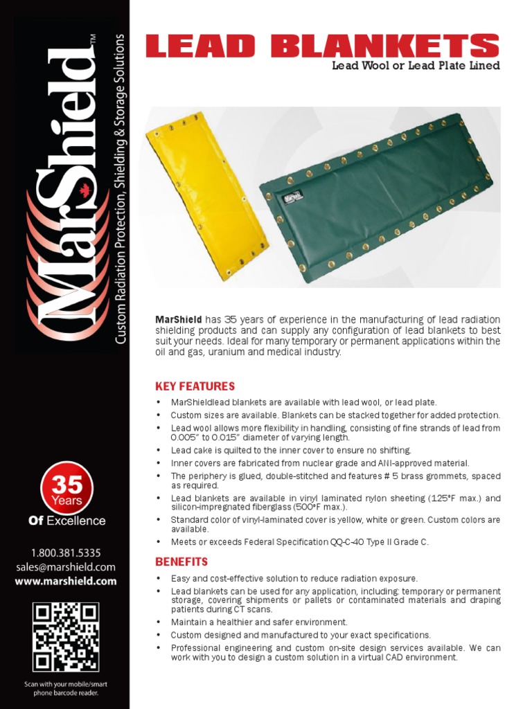 Lead Blankets Lead Wool or Lead Plate Lined PDF Lead Fiberglass