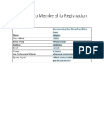 Sports Club Membership Registration Form Mail Merge