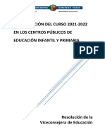 Resolucion Inicio Curso Educacion Infantil y Primaria 2021 2022