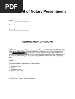 Affidavit of Notary Presentment 