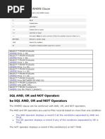 SQL AND, OR and NOT Operators