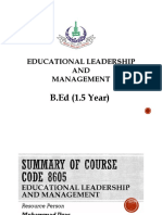 Educational Leadership AND Management: B.Ed (1.5 Year)