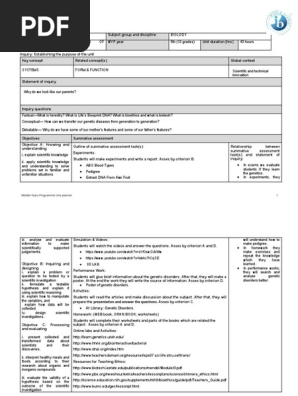 MYP UNIT 2 PLAN BIOLOGY