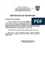 Certificate of Detention New