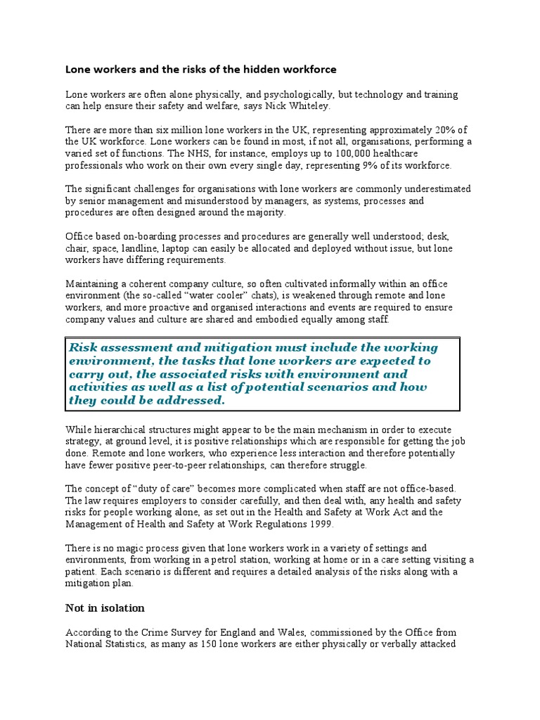 Protecting the Hidden Workforce | PDF | Occupational Safety And Health ...