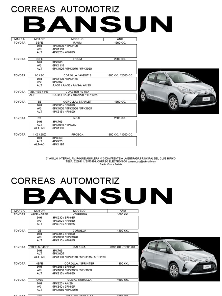 Bansun Club Automotive Belts Catalog | PDF | Car | Rear Wheel Drive ...