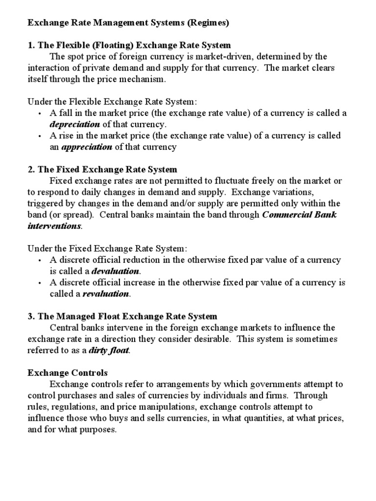 Exchange Rate Management Systems Explained | PDF | Fixed Exchange Rate ...