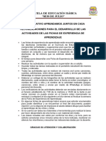 Recomendaciones para Realizar Las Actividades de La Ficha de Experiencia de Aprendizaje