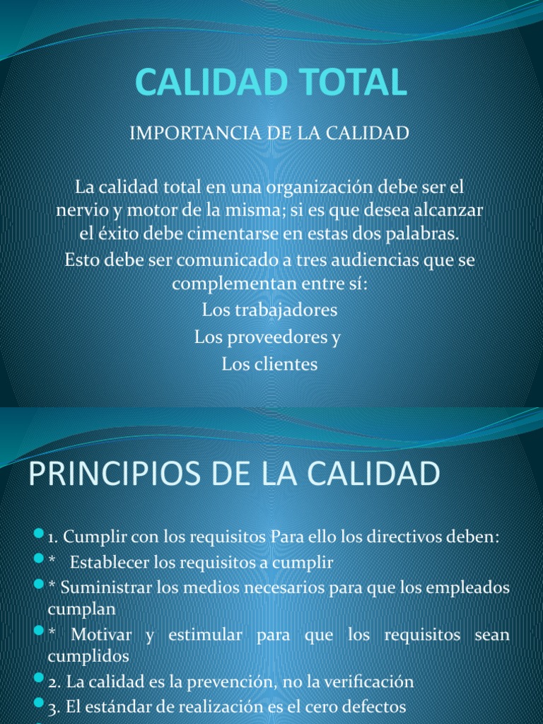 Principios de la Calidad Total en Empresas | PDF | Calidad (comercial ...