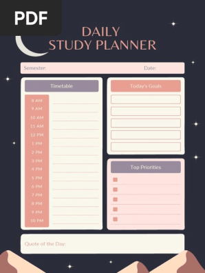 Navy Peach Celestial Study Planner