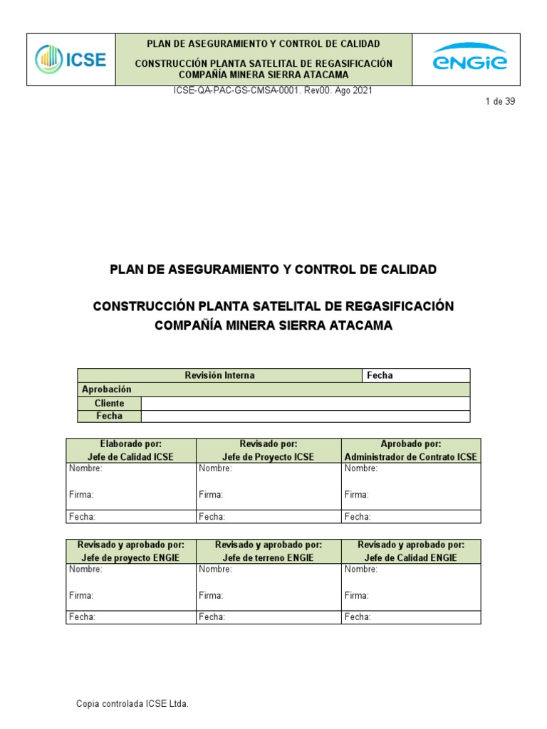 Plan de Aseguramiento y Control de Calidad para la Construcción de la ...