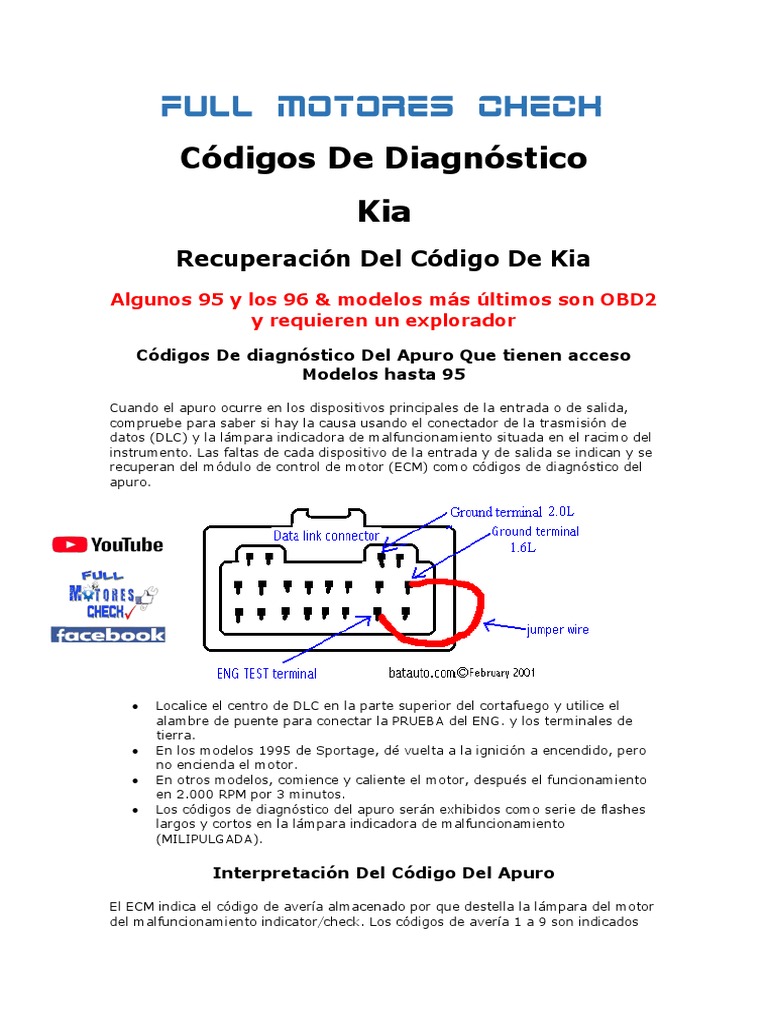 Códigos de Diagnóstico Kia OBD2 | PDF | Inyección de combustible | Presión