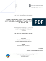 Obtención de Las Condiciones Térmicas Durante La Operación Del Álabe de La Primera Etapa de La Turbina de Gas Ge 7fa