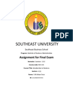 Southeast University: Assignment For Final Exam