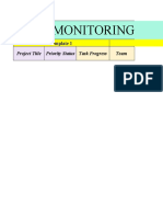 Monitoring For Project Plans: Project Title Priority Status Task Progress Team