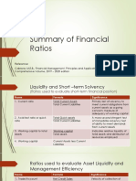 Summary of Financial Ratios