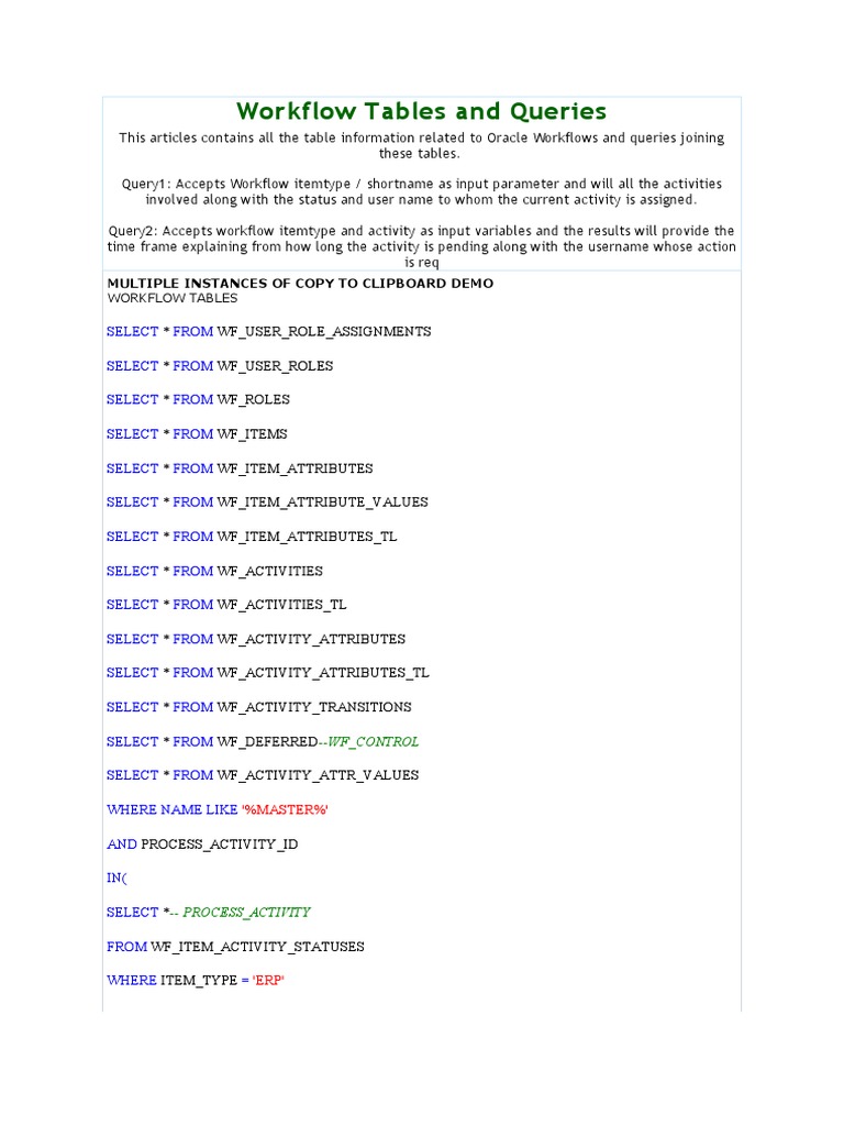 Oracle Workflow Tables Overview | PDF | Business | Computing