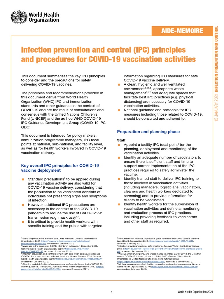 WHO 2019 NCoV Vaccination IPC 2021.1 Eng | PDF | Vaccines | Injection ...