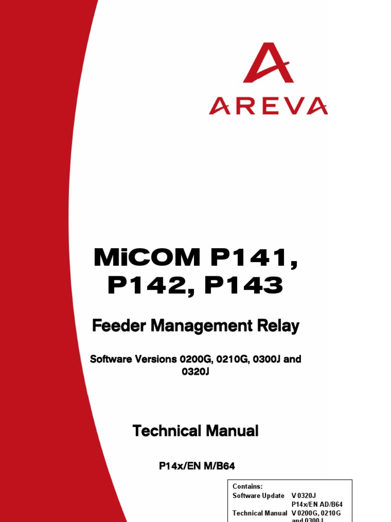 P14x EN M B64 AREVA P143 Manual PDF Relay Transformer