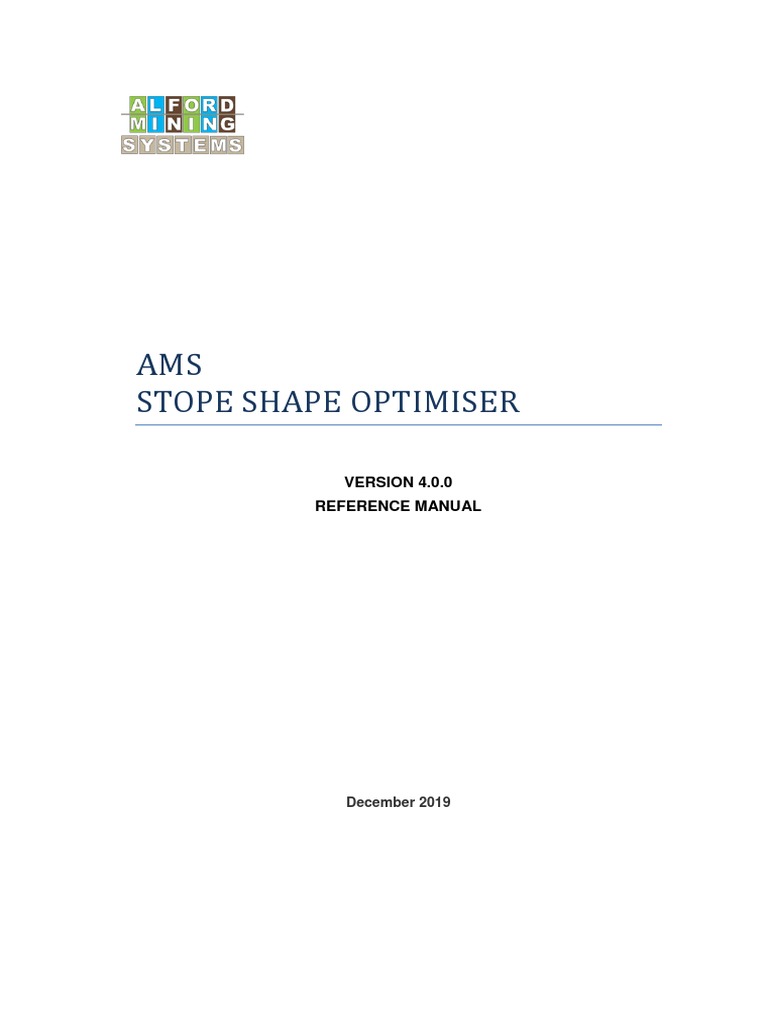 Stope Shape Optimiser Manual V4.0 | PDF | Mathematical Optimization ...