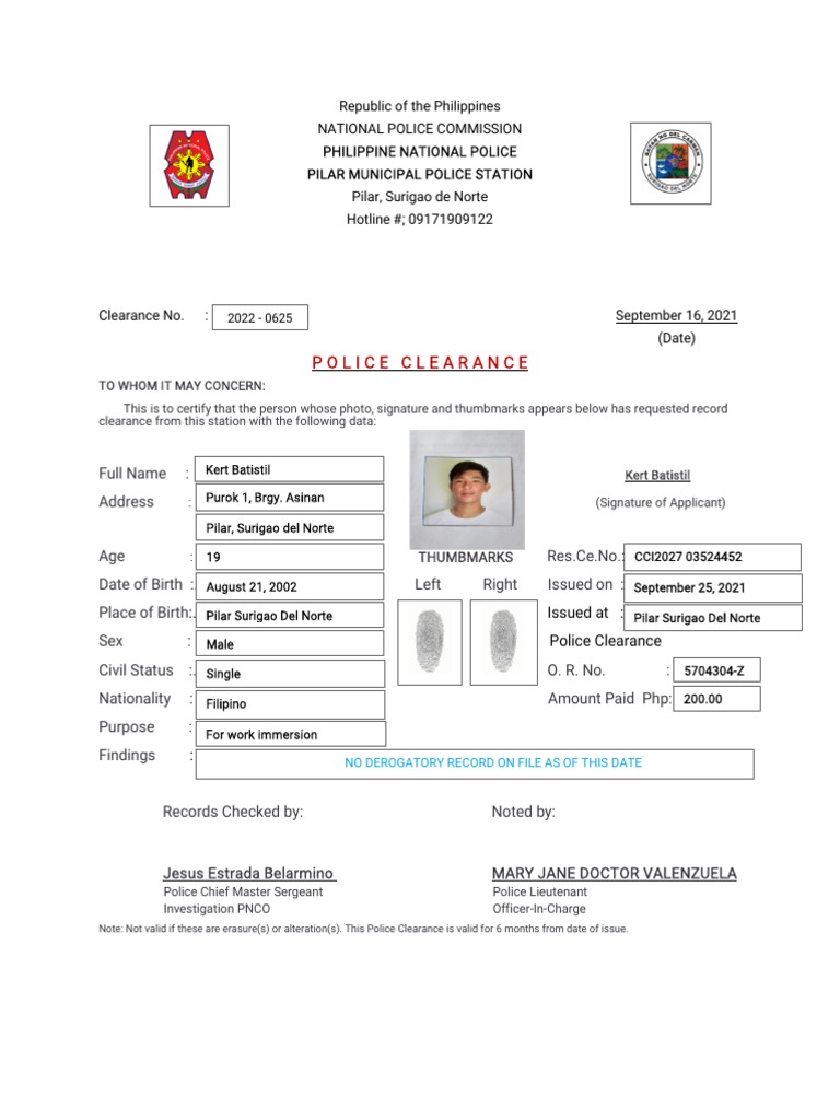 Police Clearance | PDF