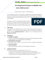 MODULE 4: Developmental Stages in Middle and Late Adolescence