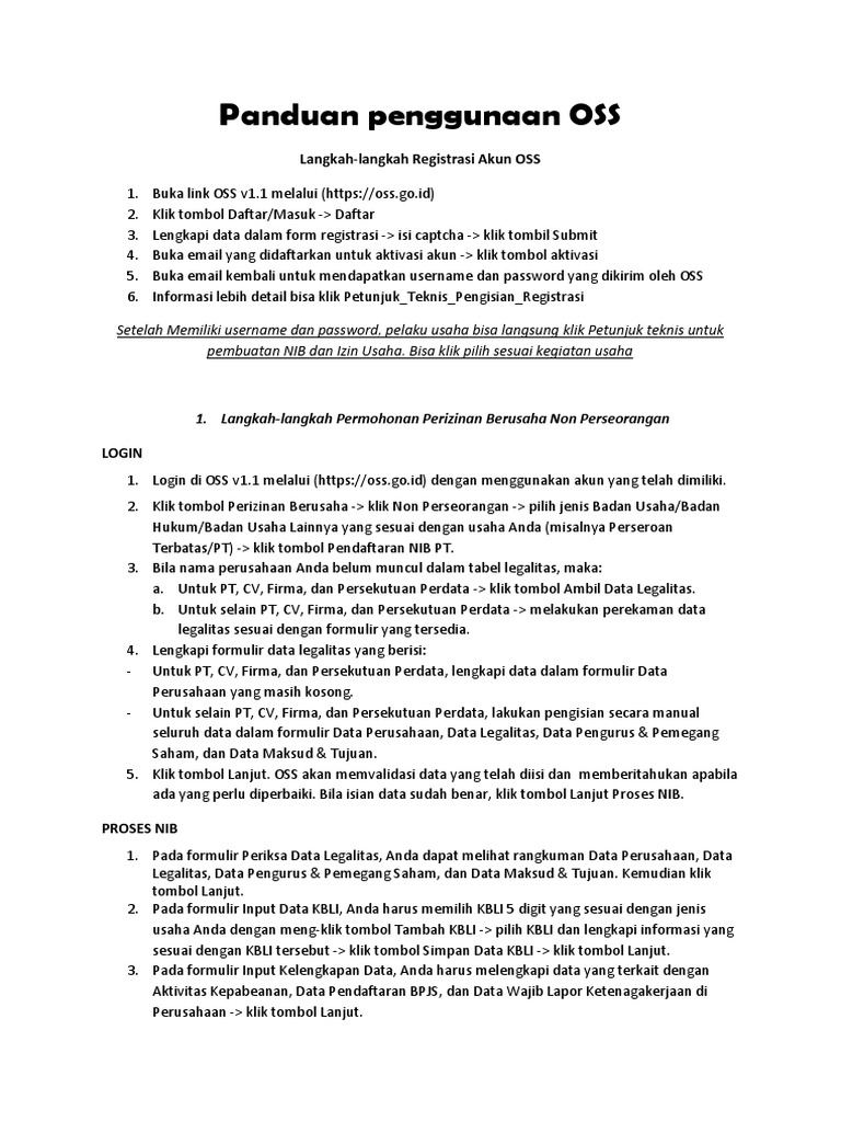 Panduan Penggunaan OSS | PDF