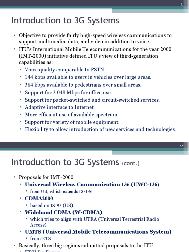An Introduction to 3G Wireless Systems and the Architecture of UMTS ...