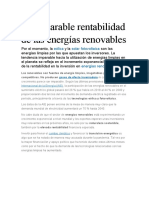 La Imparable Rentabilidad de Las Energías Renovables