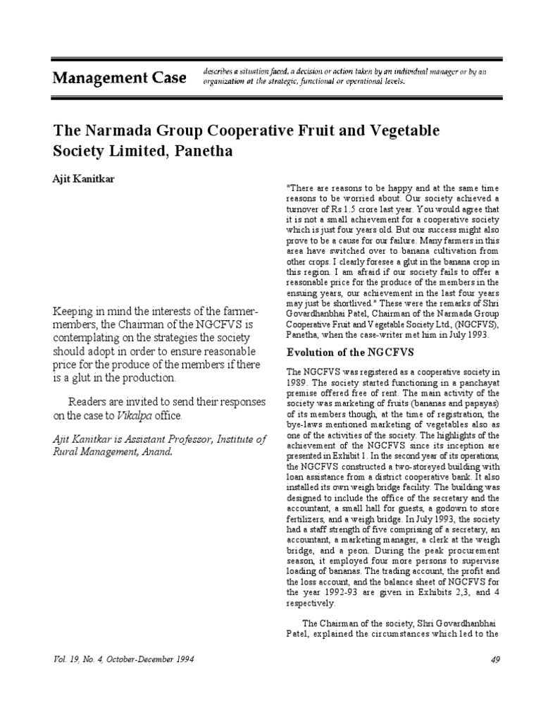 The Narmada Group Cooperative Fruit and Vegetable Society Limited