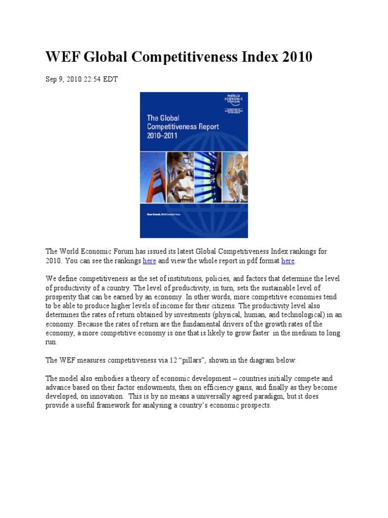 2010 Global Competitiveness Index Report | PDF | Business | Economies