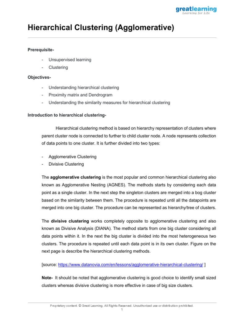 Agglomerative Clustering | PDF | Cluster Analysis | Hierarchy