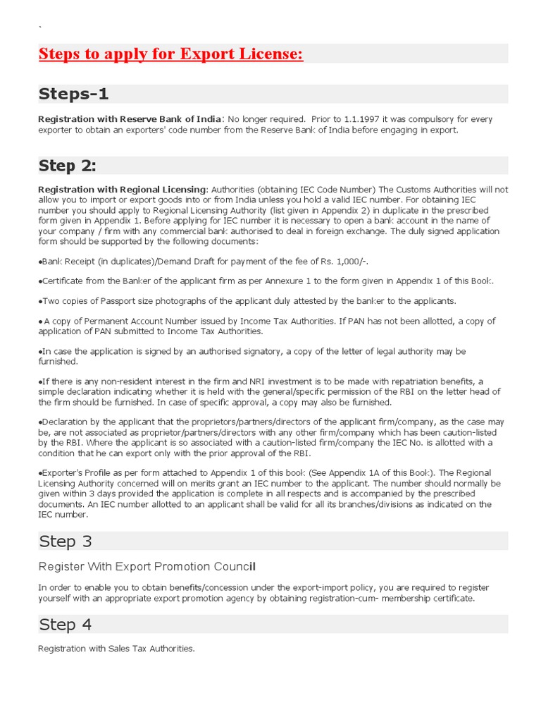 EXPORT Licence Procedures | PDF | Economies | Business