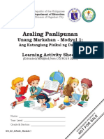 Araling Panlipunan: Unang Markahan - Modyul 1: Learning Activity Sheets